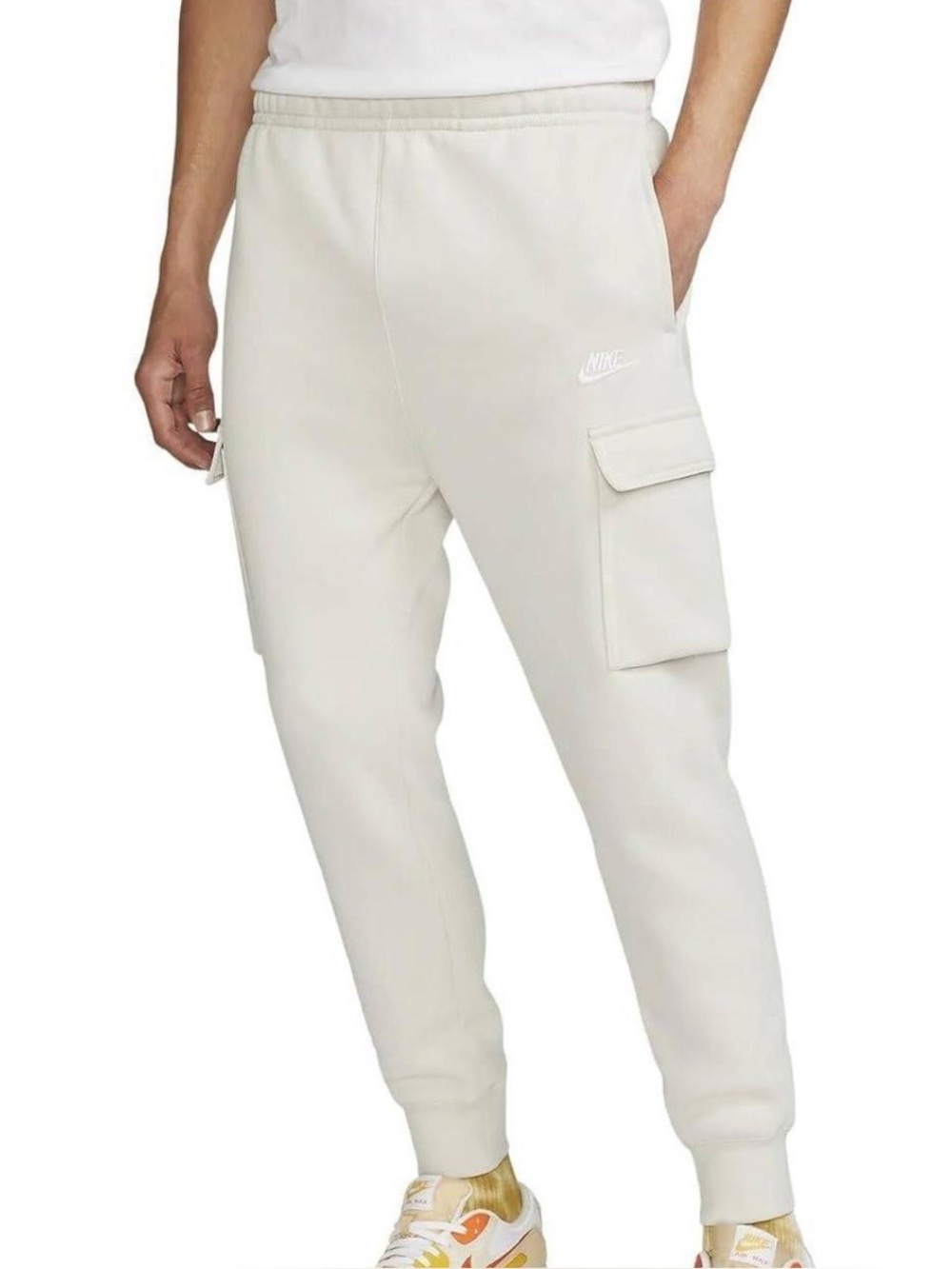 Nike Sportswear Club Fleece Cargo Jogger Pants Light Bone Off-White Men's XL